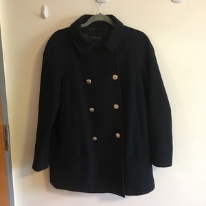Zara Wool Peacoat Gold Buttons Peter Pan Collar